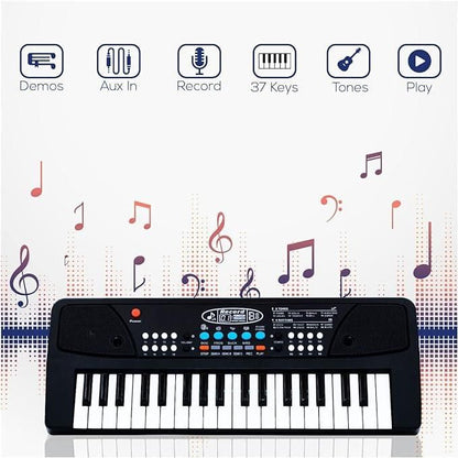 37 Keys Piano Keyboard Toy with Microphone, USB Power Cable & Sound Recording