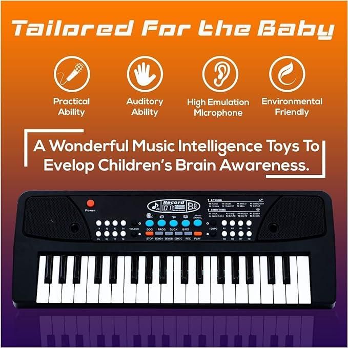 37 Keys Piano Keyboard Toy with Microphone, USB Power Cable & Sound Recording